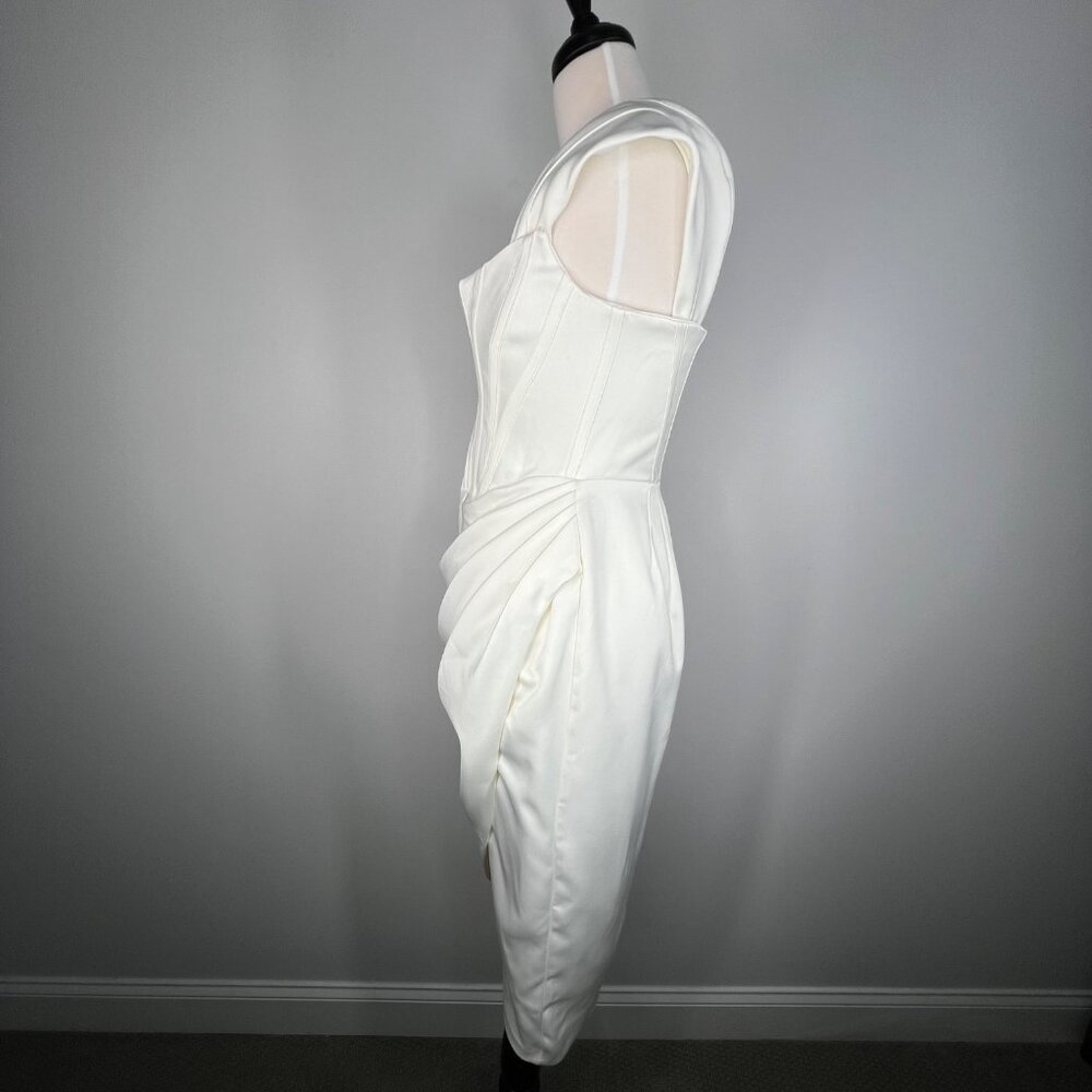House of CB Loretta Ivory Satin Off Shoulder Corset Dress Size Medium - Picture 4 of 15